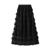 POLKA DOT MESH CAKE SKIRT ONE STEP LONG SKIRT_CWBMS0305