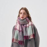 Wool Blend Plaid Tassel Winter Scarf For Women_Cwasc2367