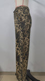 Washed American Retro Leopard Print Denim Set
