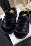 Women Fashion Home Plush Open Toe Slippers