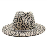 CHAIN LEOPARD PRINT TOP HAT WIDE BRIM JAZZ HAT_CWAH2583