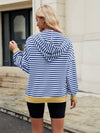 Cwoco0879_Casual Contrast Stripe Hooded Zip-Up Sweatshirt