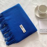 COLORBLOCK TASSEL SCARF THICK WRAP FOR STUDENTS_CWASC2281