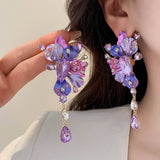 FLOWER TASSEL EXAGGERATED PERSONALITY EARRINGS_CWAJE2342