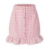 PLAID RUFFLED SHORT SKIRT SMALL FRESH PLAID SKIRT_CWBSS0415