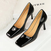 SIMPLE SHALLOW SQUARE TOE HIGH HEELS_CWSHH0113