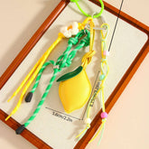 LEMON PU CHARM KEYCHAIN WITH BEADS FLOWERS_CWMM7730