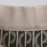 Vintage Leopard Print Contrast Knit Skirt