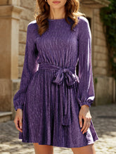 Pure color velvet long-sleeved dress