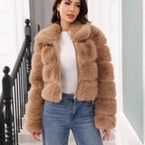 SOLID COLOR FAUX FUR JACKET WOMEN WINTER FALL_CWMM9114