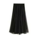HIGH WAIST TULLE A LINE PLEATED MIDI SKIRT_CWBMS0378