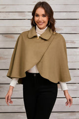 Cwoco0951_Solid Color Short Cape Shawl Coat
