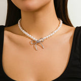 HOT SELLING BLACK BOW BEADED NECKLACE_CWAJE1171