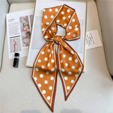 POLKA DOT SIMPLE GEOMETRIC LONG SILK HEAD SCARF_CWASC1519