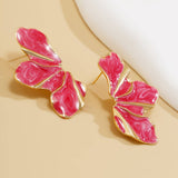 SWEET GRADIENT OIL DROP FLOWER ALLOY EARRINGS_CWMM3198