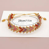 RICE BEAD HAND WOVEN RAINBOW FLOWER BRACELET_CWMM3796