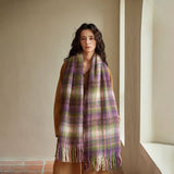 PURPLE PINK WOOL BLEND PLAID SCARF WINTER WARMTH_CWASC2334