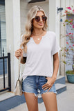 V-Neck Casual Solid Color Short-Sleeved T-Shirt