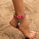 BOHO SHELL TASSEL ANKLET HANDMADE CHAIN DESIGN_CWMM6340