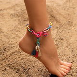BOHO SHELL TASSEL ANKLET HANDMADE CHAIN DESIGN_CWMM6340