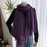 SOLID COTTON LINEN SCARF FOR WOMEN SUMMER SUN PROT_CWASC1451