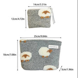 Wool Plush Makeup Bag Large Handheld Travel Pouch_Cuab00764