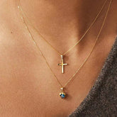 DEVILS EYE ZIRCON HEART PENDANT NECKLACE_CWMM5583