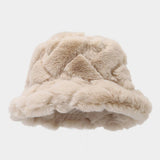 Faux Rabbit Plush Bucket Hat Women Winter_Cwah04622