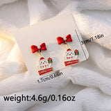 CHRISTMAS ELK BELL BOW ASYMMETRICAL EARRINGS_CWAJE1831