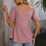 V Neck Drawstring Sexy Short Sleeved Top_Cwtbls0458