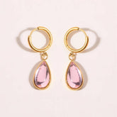 TEARDROP BIRTHSTONE EARRINGS GOLD STAINLESS_CWAJE5032