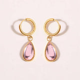 TEARDROP BIRTHSTONE EARRINGS GOLD STAINLESS_CWAJE5032