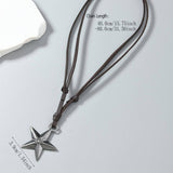 SIMPLE ADJUSTABLE PENTAGRAM LEATHER NECKLACE_CWMM4603