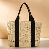Women Casual Woven Straw Square Tote Bag _Cwab0822
