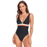 SEXY V NECK ADJUSTABLE LACE UP ONE PIECE SWIMSUIT_CWMW0628
