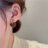 TEMPERAMENTAL HIGH END CHECKERED HEART EARRINGS_CWAJE3174