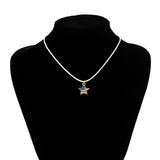 STAR FLAG INDEPENDENCE DAY LETTER BOW NECKLACE_CWAJE1474