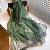 PLAID SHINE SILK SCARF LONG BLEND SPRING WRAP_CWASC0616