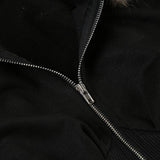Woolen Collar,Cinched Waist,Hooded Zipper Jacket