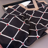 Elegant Plaid Satin Square Neck Scarf Wrap_Cwasc03320