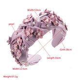 SOLID COLOR FLOWER PEARL KNOTTED HEADBAND_CWAHA1979