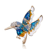 Cwaje2571_Hummingbird Water Drop Painting Oil Animal Brooch