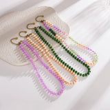 PINK GREEN NATURAL STONE BEADED NECKLACE_CWMM8839