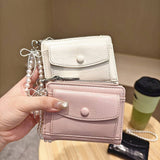 Minimal Crackle Bow Pearl Zip Bifold Wallet_Cwab06202