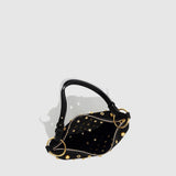 Studded Polka Dot Punk Shoulder Bag For Women_Cuab00617