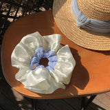 BLUE PLAID SATIN XL SCRUNCHIE HAIR TIE_CWAHA5518