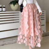 THREE DIMENSIONAL FLORAL TULLE MESH SKIRT_CWBLS0395