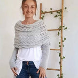 Cwasc1793_Twisted Hollow Long Sleeve Shawl Collar Scarf