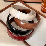 Vintage Leather Wide Headband Women Retro Style_Cwaha07781