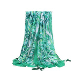 BANANA LEAF PRINT SCARF GREEN SUMMER BEACH WRAP_CWASC0676